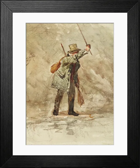 Framed Print : Study of an old man fishing, c1830s. Creator: David Cox the Elder Framed Print : Study of an old man fishing, c1830s. Creator: David Cox the Elder