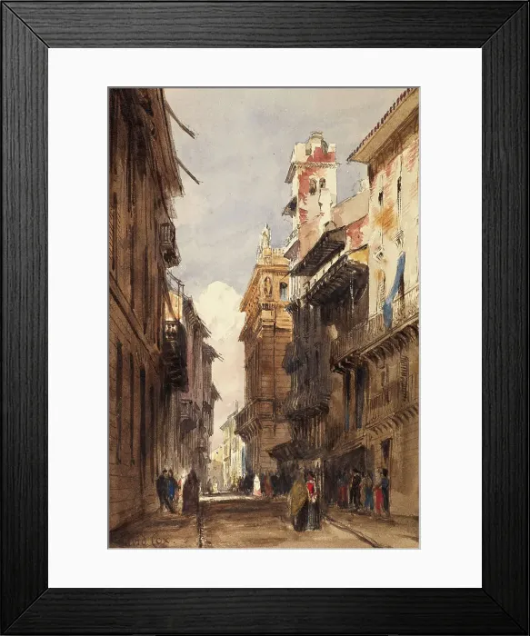Framed Print : A Street in Verona, c1820s. Creator: David Cox the Elder Framed Print : A Street in Verona, c1820s. Creator: David Cox the Elder