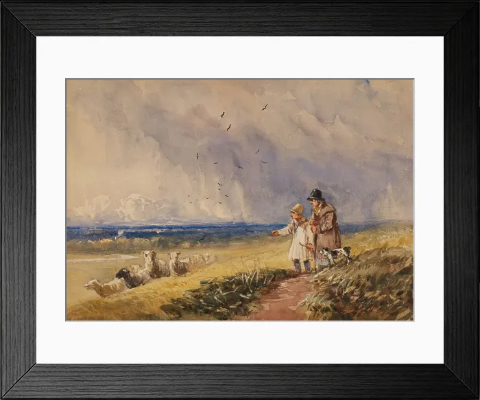 Framed Print : Counting the Sheep, c1810-1859. Creator: David Cox the Elder Framed Print : Counting the Sheep, c1810-1859. Creator: David Cox the Elder