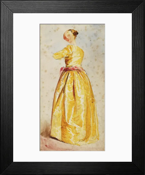 Framed Print : Drapery Study For Figure of Woman in Yellow Dress, c1820s. Creator: David Cox the Elder Framed Print : Drapery Study For Figure of Woman in Yellow Dress, c1820s. Creator: David Cox the Elder