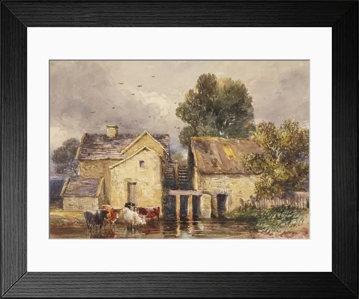 Framed Print : A Water Mill, 1836. Creator: David Cox the Elder Framed Print : A Water Mill, 1836. Creator: David Cox the Elder