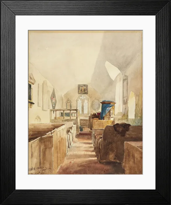 Framed Print : Interior of Norton Church, Staffordshire, 1831. Creator: David Cox the Elder Framed Print : Interior of Norton Church, Staffordshire, 1831. Creator: David Cox the Elder
