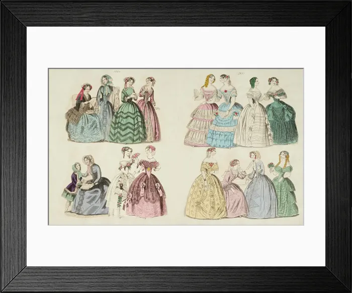 Framed Print : Costume plates, 1850 - 1851. Creator: Unknown Framed Print : Costume plates, 1850 - 1851. Creator: Unknown