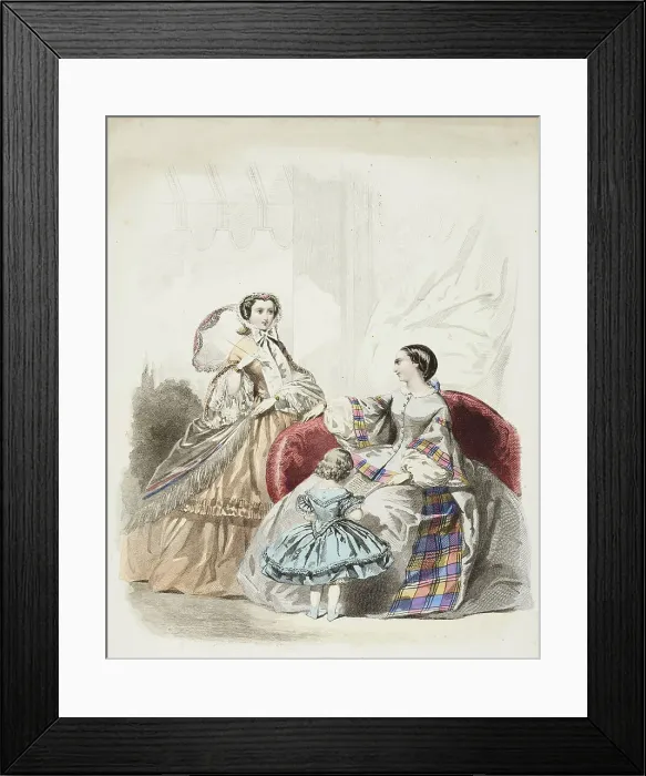 Framed Print : Fashion plate - Journal des Demoiselles, 1858. Creator: Gilquin & Dupain Framed Print : Fashion plate - Journal des Demoiselles, 1858. Creator: Gilquin & Dupain