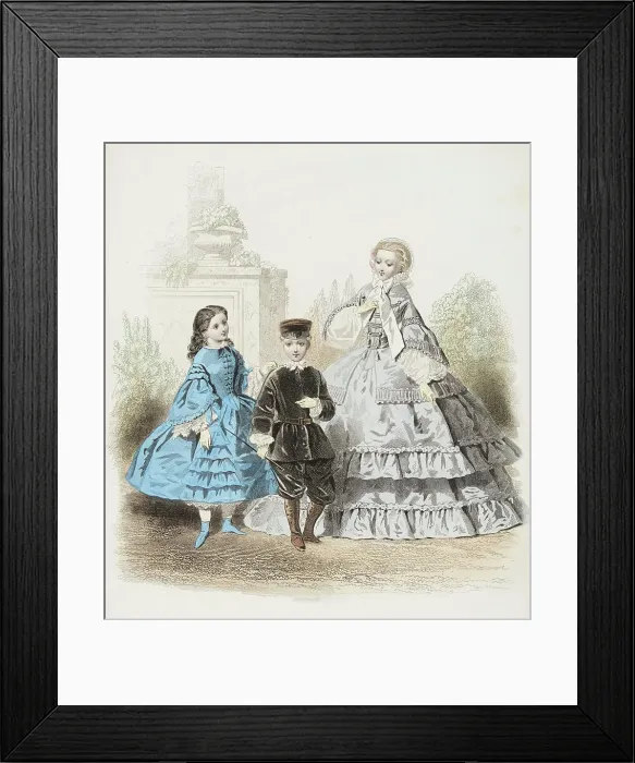 Framed Print : Fashion plate - Journal des Demoiselles VI, 1858. Creator: Gilquin & Dupain Framed Print : Fashion plate - Journal des Demoiselles VI, 1858. Creator: Gilquin & Dupain