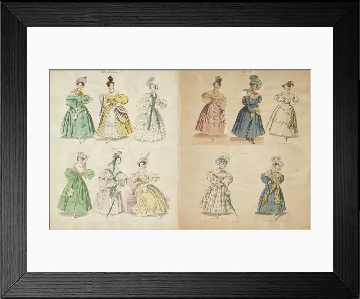 Framed Print : Costume plates, 1832-34. Creator: Unknown Framed Print : Costume plates, 1832-34. Creator: Unknown