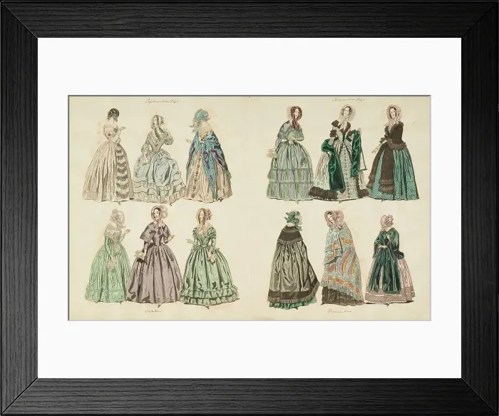 Framed Print : Costume plates, 1841 - 1842. Creator: Unknown Framed Print : Costume plates, 1841 - 1842. Creator: Unknown