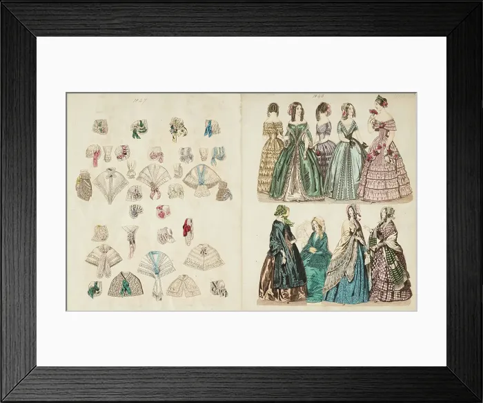 Framed Print : Costume plates, 1846-47. Creator: Unknown Framed Print : Costume plates, 1846-47. Creator: Unknown
