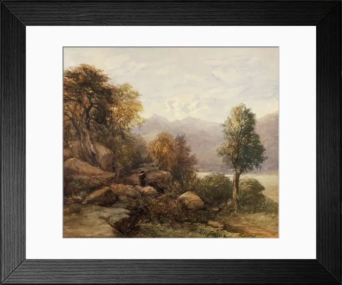 Framed Print : Lake Scene, North Wales, c1830s. Creator: David Cox the Elder Framed Print : Lake Scene, North Wales, c1830s. Creator: David Cox the Elder