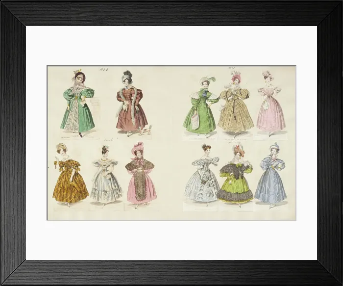 Framed Print : Costume plates, 1833. Creator: Unknown Framed Print : Costume plates, 1833. Creator: Unknown