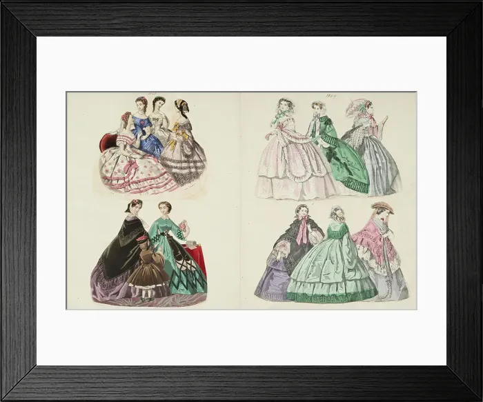 Framed Print : Costume plates, 1859-62. Creator: Unknown Framed Print : Costume plates, 1859-62. Creator: Unknown