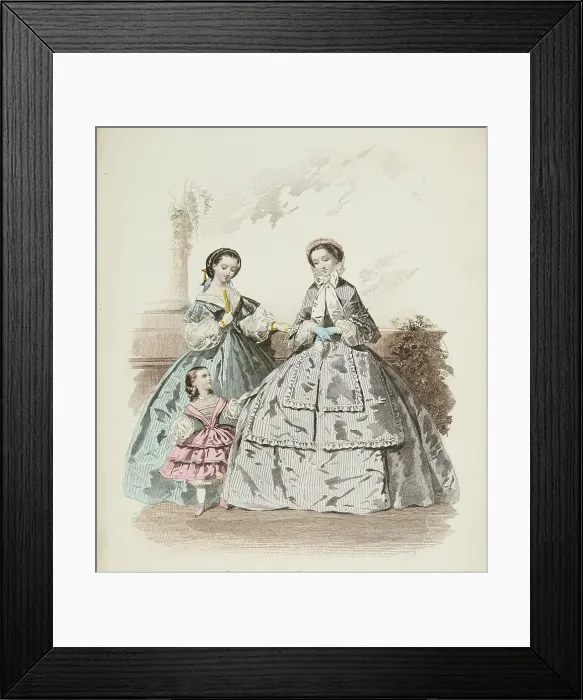Framed Print : Fashion plate - Journal des Demoiselles, 1860. Creator: Gilquin & Dupain Framed Print : Fashion plate - Journal des Demoiselles, 1860. Creator: Gilquin & Dupain