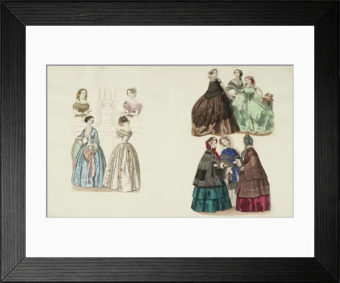 Framed Print : Costume plates, 1852 - 1853. Creator: Unknown Framed Print : Costume plates, 1852 - 1853. Creator: Unknown