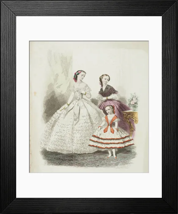 Framed Print : Fashion plate - Journal des Demoiselles II, 1860. Creator: Gilquin & Dupain Framed Print : Fashion plate - Journal des Demoiselles II, 1860. Creator: Gilquin & Dupain