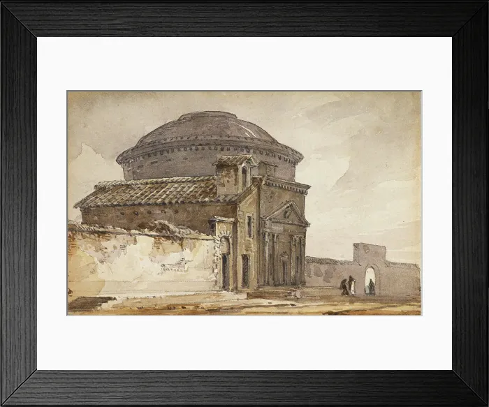 Framed Print : A Circular Building with a Dome, Rome, c1840s. Creator: David Cox the Elder Framed Print : A Circular Building with a Dome, Rome, c1840s. Creator: David Cox the Elder