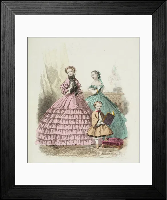 Framed Print : Fashion plate - Journal des Demoiselles III, 1860. Creator: Gilquin & Dupain Framed Print : Fashion plate - Journal des Demoiselles III, 1860. Creator: Gilquin & Dupain