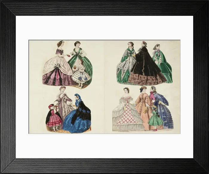 Framed Print : Costume plates, 1860-1861. Creator: Unknown Framed Print : Costume plates, 1860-1861. Creator: Unknown