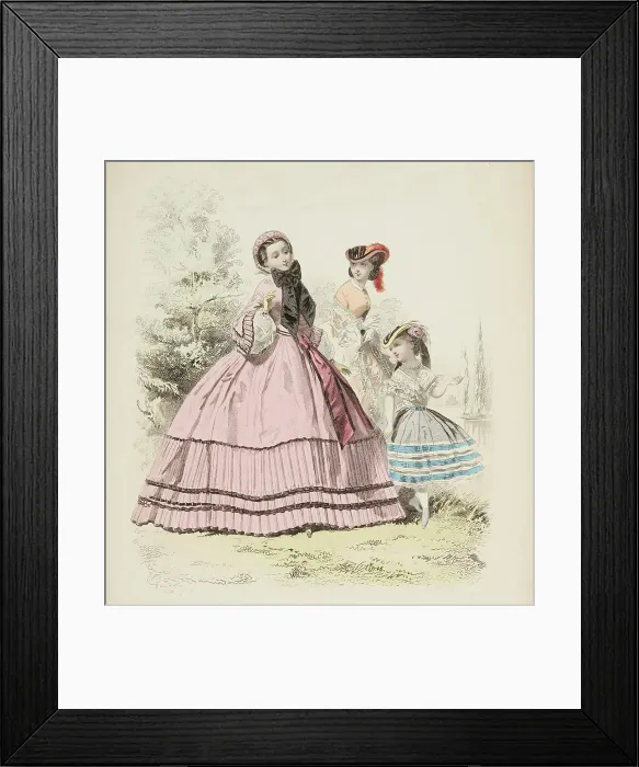 Framed Print : Fashion plate - Journal des Demoiselles IX, 1860. Creator: Gilquin & Dupain Framed Print : Fashion plate - Journal des Demoiselles IX, 1860. Creator: Gilquin & Dupain