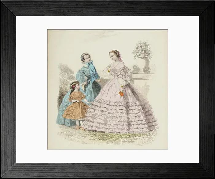 Framed Print : Fashion plate - Journal des Demoiselles VIII, 1860. Creator: Gilquin & Dupain Framed Print : Fashion plate - Journal des Demoiselles VIII, 1860. Creator: Gilquin & Dupain