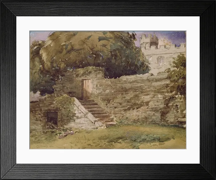 Framed Print : Haddon Hall, the River Steps, 1845. Creator: David Cox the Elder Framed Print : Haddon Hall, the River Steps, 1845. Creator: David Cox the Elder