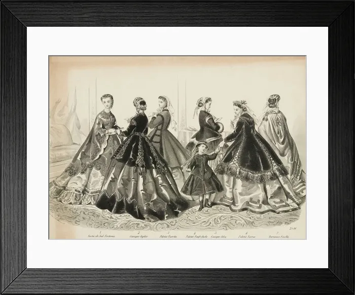 Framed Print : Costume plate - Le Follet, 1865-1866. Creator: Unknown Framed Print : Costume plate - Le Follet, 1865-1866. Creator: Unknown