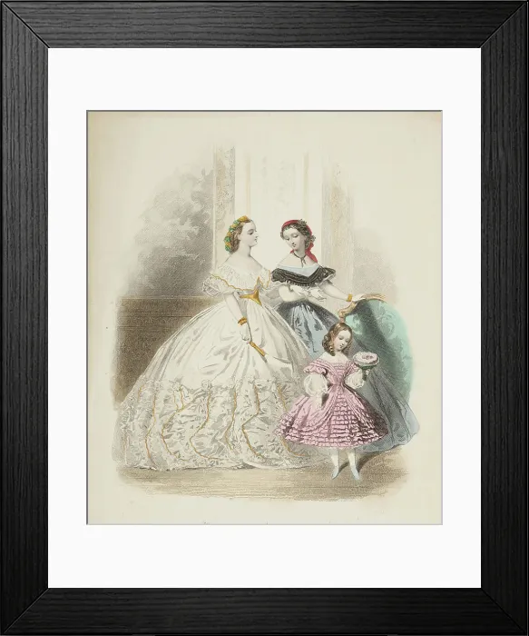 Framed Print : Fashion plate - Journal des Demoiselles II, 1861. Creator: Gilquin & Dupain Framed Print : Fashion plate - Journal des Demoiselles II, 1861. Creator: Gilquin & Dupain