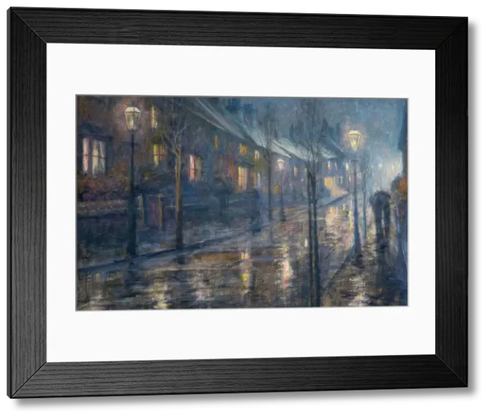 Framed Print : A Street At Night In Wet Weather, 1900-20. Creator: Edward Steel Harper Framed Print : A Street At Night In Wet Weather, 1900-20. Creator: Edward Steel Harper
