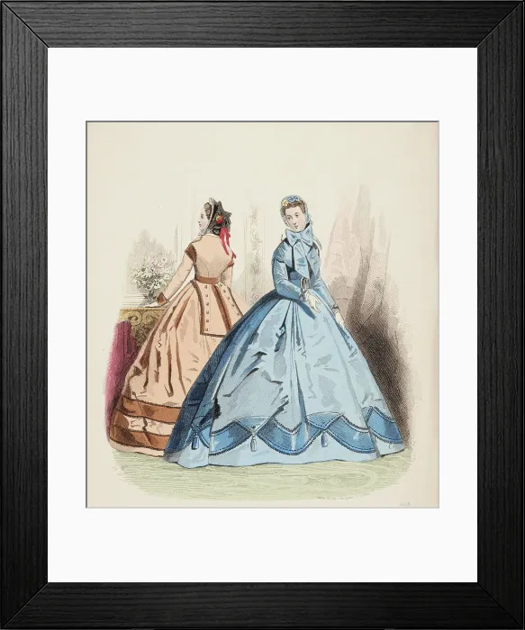Framed Print : Fashion Plate - Petit Courrier des Dames Modes de Paris, 1866. Creator: Gilquin fils Framed Print : Fashion Plate - Petit Courrier des Dames Modes de Paris, 1866. Creator: Gilquin fils