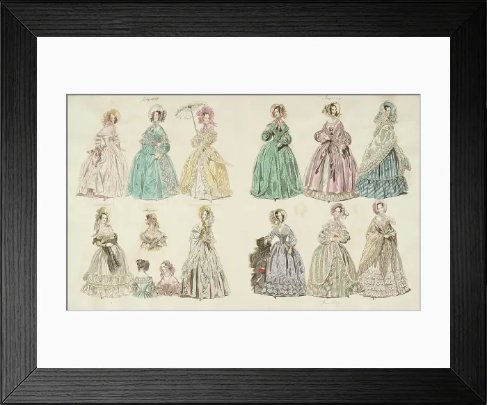 Framed Print : Costume plates, 1838-1839. Creator: Unknown