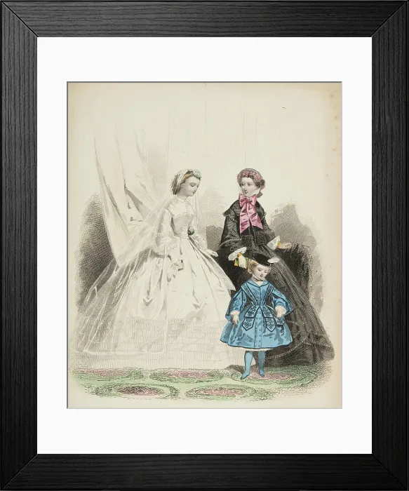 Framed Print : Fashion plate - Journal des Demoiselles III, 1861. Creator: Gilquin & Dupain Framed Print : Fashion plate - Journal des Demoiselles III, 1861. Creator: Gilquin & Dupain