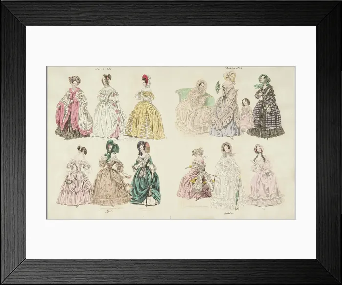 Framed Print : Costume plates, 1838-1839. Creator: Unknown Framed Print : Costume plates, 1838-1839. Creator: Unknown