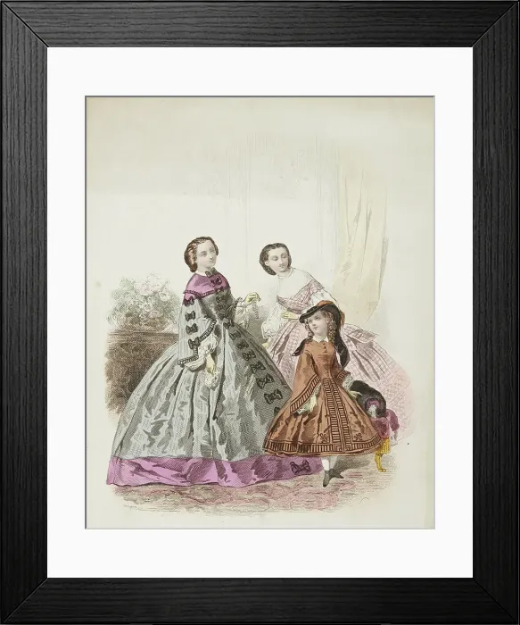 Framed Print : Fashion plate - Journal des Demoiselles XII, 1861. Creator: Gilquin & Dupain Framed Print : Fashion plate - Journal des Demoiselles XII, 1861. Creator: Gilquin & Dupain