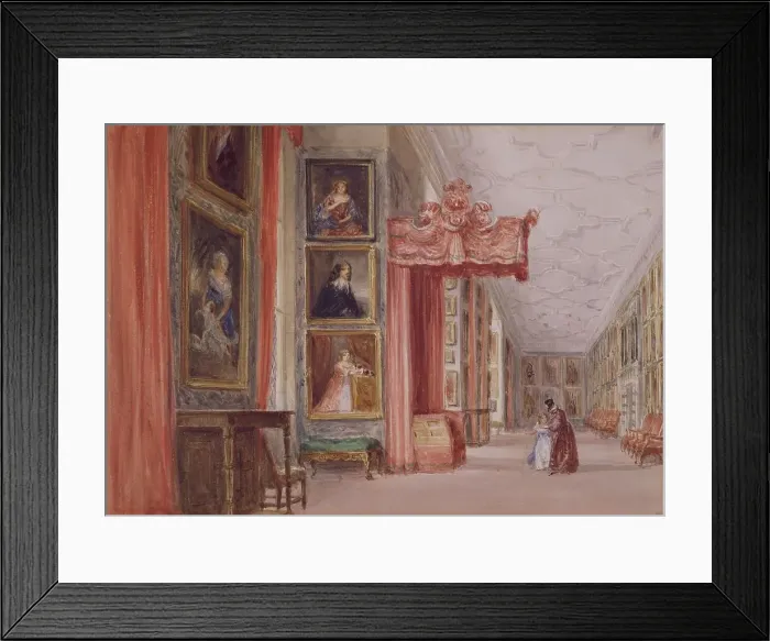 Framed Print : Interior of the Long Gallery, Hardwick Hall, Derbyshire, 1838. Creator: David Cox the Elder Framed Print : Interior of the Long Gallery, Hardwick Hall, Derbyshire, 1838. Creator: David Cox the Elder