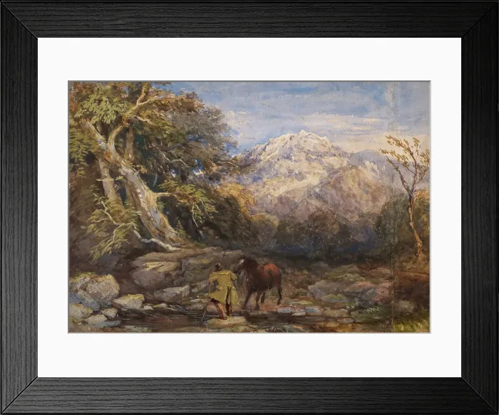 Framed Print : Scene in North Wales, With Man Leading a Horse, c1830s. Creator: David Cox the Elder Framed Print : Scene in North Wales, With Man Leading a Horse, c1830s. Creator: David Cox the Elder