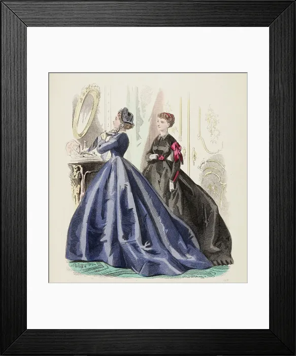 Framed Print : Fashion Plate - Petit Courrier des Dames Modes de Paris, 1860-69. Creator: Gilquin fils Framed Print : Fashion Plate - Petit Courrier des Dames Modes de Paris, 1860-69. Creator: Gilquin fils