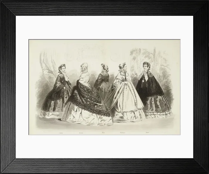 Framed Print : Fashion plate - Journal des Demoiselles V, 1861. Creator: Gilquin & Dupain Framed Print : Fashion plate - Journal des Demoiselles V, 1861. Creator: Gilquin & Dupain