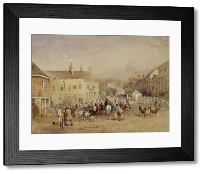 Framed Print : The Market Place, Faringdon, c1830s. Creator: David Cox the Elder Framed Print : The Market Place, Faringdon, c1830s. Creator: David Cox the Elder
