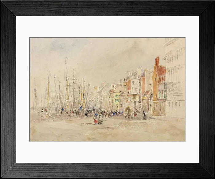 Framed Print : A Quay in Northern France, 1826. Creator: Unknown Framed Print : A Quay in Northern France, 1826. Creator: Unknown