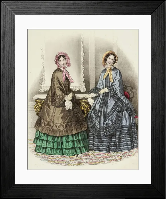 Framed Print : Fashion Plate - Petit Courrier des Dames Modes de Paris, 1847. Creator: Barreau Framed Print : Fashion Plate - Petit Courrier des Dames Modes de Paris, 1847. Creator: Barreau
