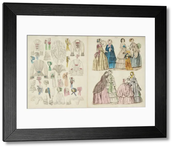 Framed Print : Costume plates, 1848, 1851. Creator: Unknown Framed Print : Costume plates, 1848, 1851. Creator: Unknown