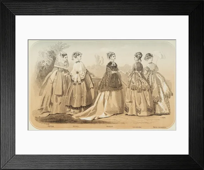 Framed Print : Fashion plate - Journal des Demoiselles, 1868. Creator: Emile Préval Framed Print : Fashion plate - Journal des Demoiselles, 1868. Creator: Emile Préval