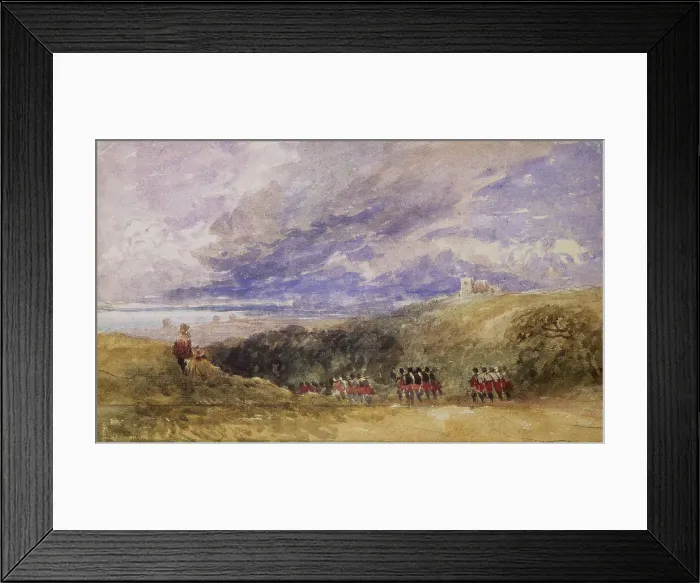 Framed Print : Peace and War, Lympne Church and Castle, 1847-49. Creator: David Cox the Elder Framed Print : Peace and War, Lympne Church and Castle, 1847-49. Creator: David Cox the Elder