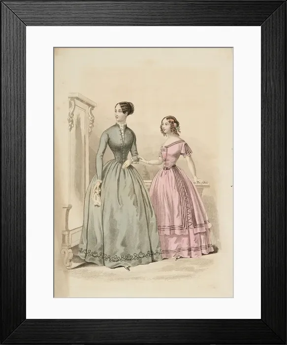 Framed Print : Fashion Plate - Journal des Demoiselles, 1857. Creator: Damours Framed Print : Fashion Plate - Journal des Demoiselles, 1857. Creator: Damours