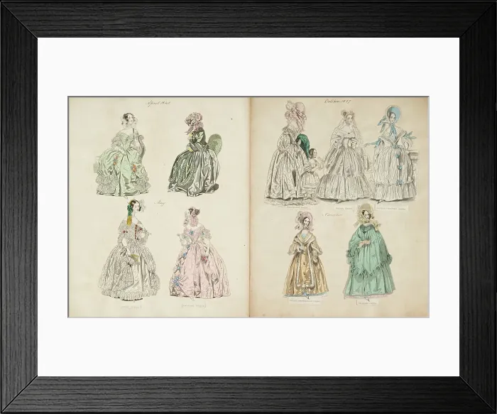 Framed Print : Costume plates, 1837, 1840. Creator: Unknown Framed Print : Costume plates, 1837, 1840. Creator: Unknown