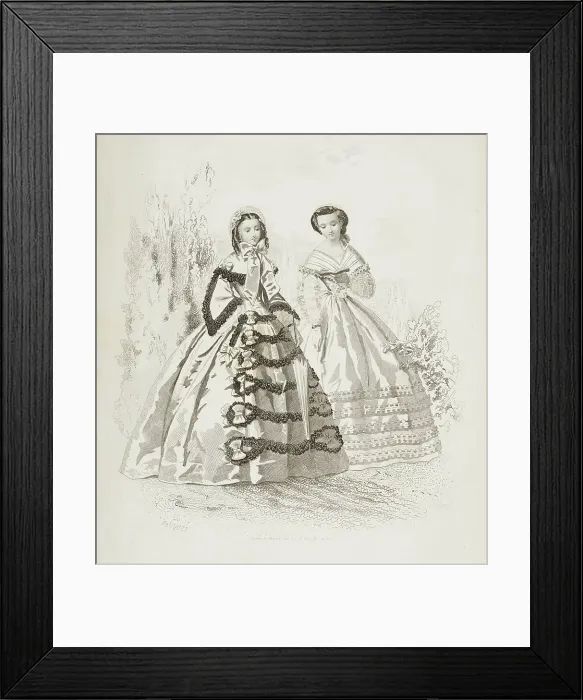 Framed Print : Fashion plate - Journal des Demoiselles IX, 1860. Creators: Gilquin & Dupain, Pauquet Framed Print : Fashion plate - Journal des Demoiselles IX, 1860. Creators: Gilquin & Dupain, Pauquet