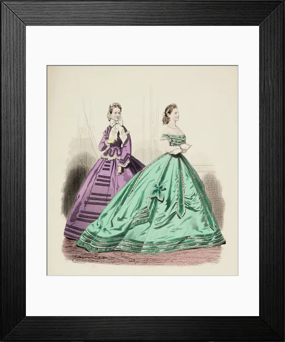 Framed Print : Fashion Plate - Petit Courrier des Dames Modes de Paris, 1860. Creator: Gilquin fils Framed Print : Fashion Plate - Petit Courrier des Dames Modes de Paris, 1860. Creator: Gilquin fils