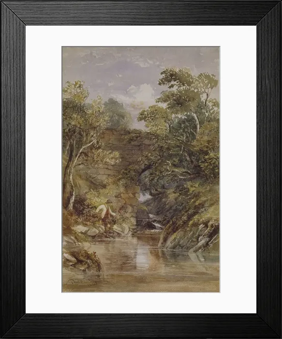 Framed Print : Fishing, A Risky Position, 1843. Creator: David Cox the Younger Framed Print : Fishing, A Risky Position, 1843. Creator: David Cox the Younger