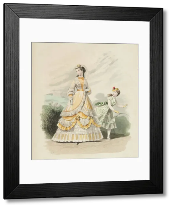 Framed Print : Bow-Bells, Paris Fashions, 1868. Creator: Unknown Framed Print : Bow-Bells, Paris Fashions, 1868. Creator: Unknown
