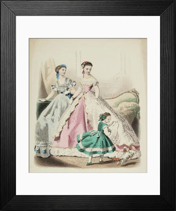 Framed Print : Fashion plate - Journal des Demoiselles I, 1866. Creator: Gilquin fils Framed Print : Fashion plate - Journal des Demoiselles I, 1866. Creator: Gilquin fils