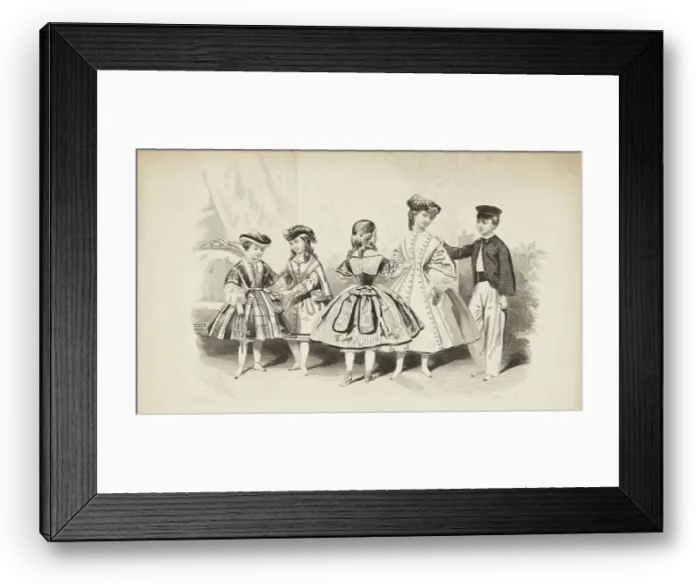 Framed Print : Fashion plate - Journal des Demoiselles IV, 1861. Creator: Gilquin & Dupain Framed Print : Fashion plate - Journal des Demoiselles IV, 1861. Creator: Gilquin & Dupain